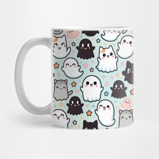 Cute Cat and Ghost Pattern Mug